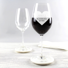 Hampers and Gifts to the UK - Send the Personalised Heart Crystal Wine Glass